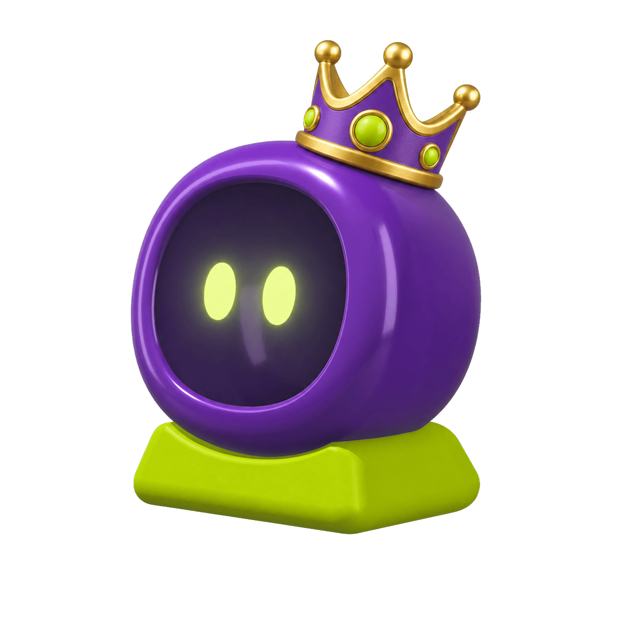 Gara wearing a tilted gold and purple crown