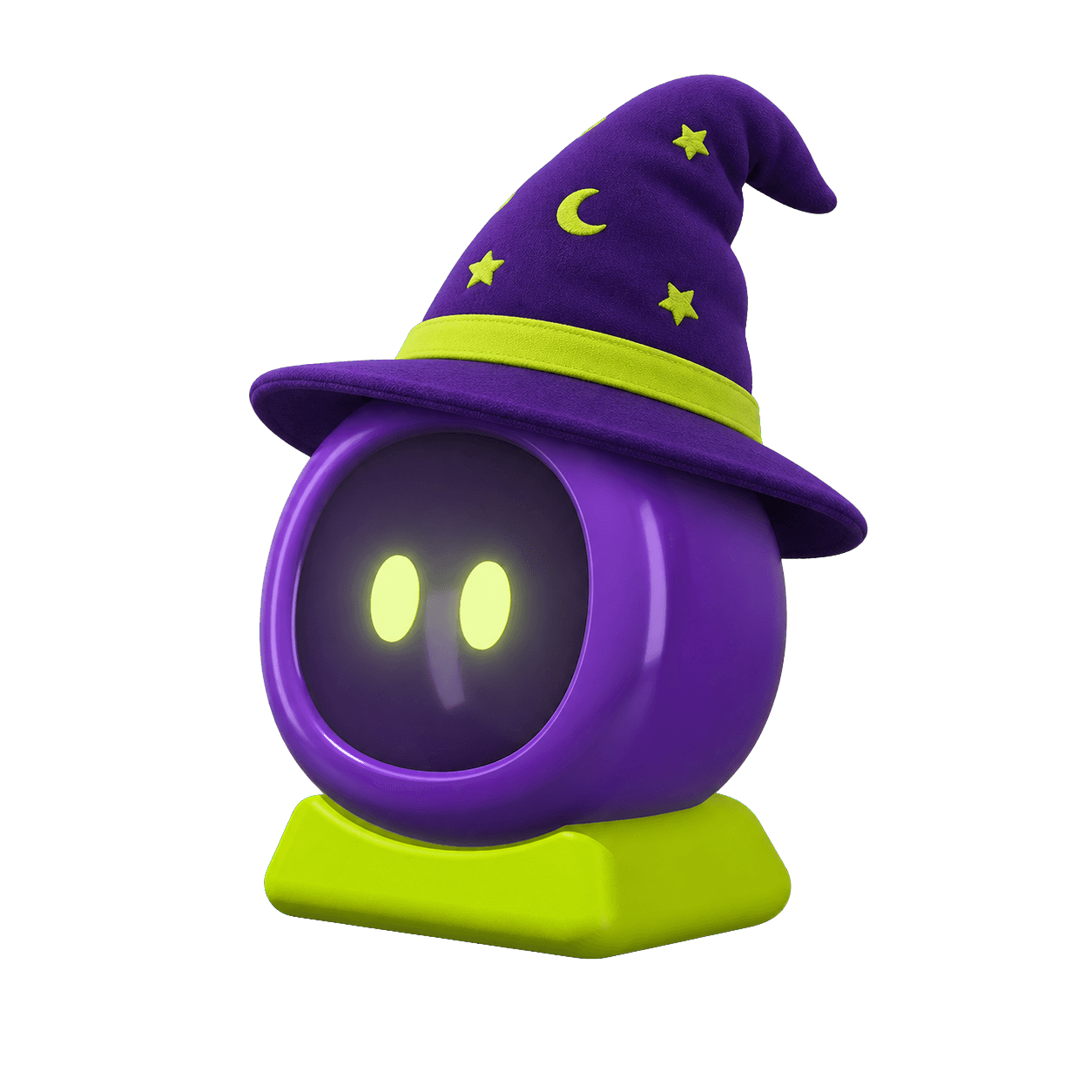 Gara wearing a purple star and moon wizard hat